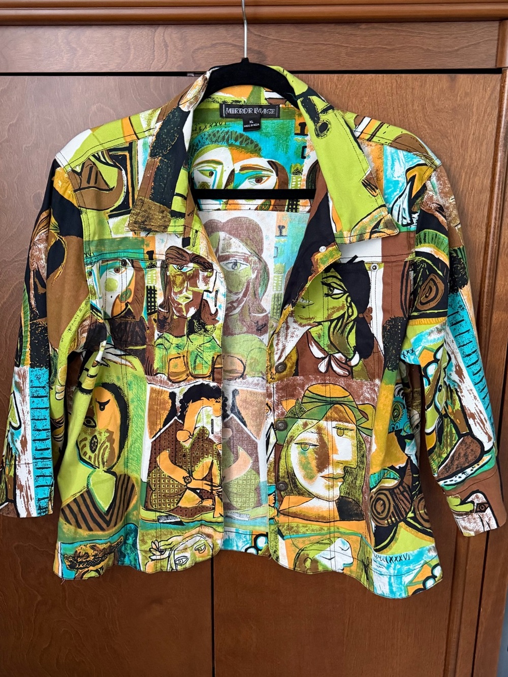 Mirror Image Jacket Picasso Abstract Faces Print
